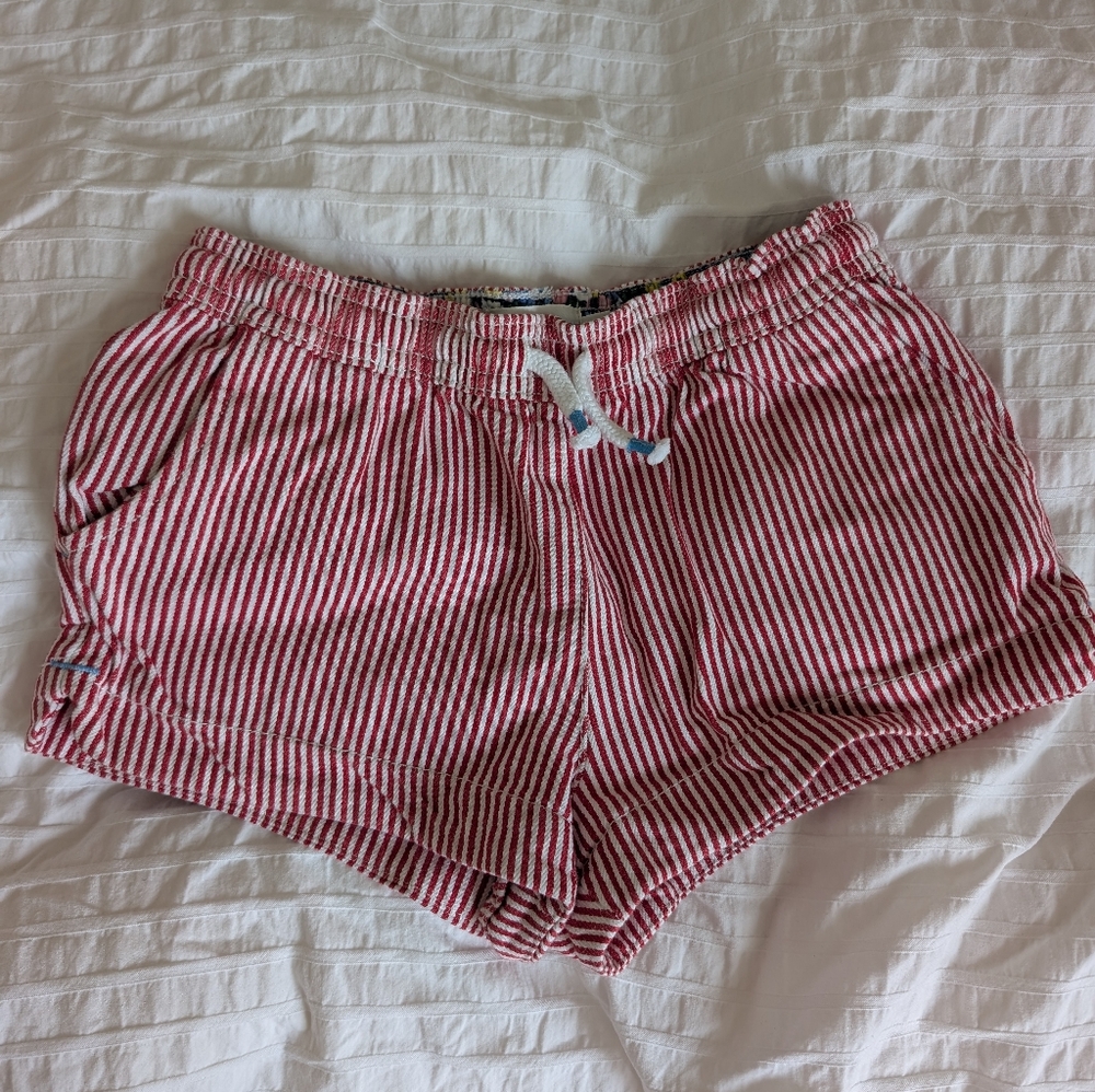 Boden Red and White Striped Shorts